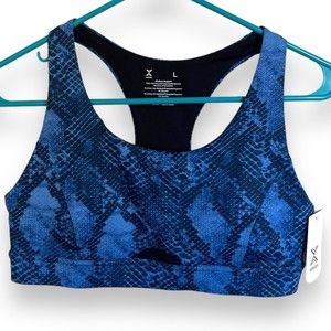 NEW Xersion Move Sports Bra Womens Size Large Blue Medium Support Racerback